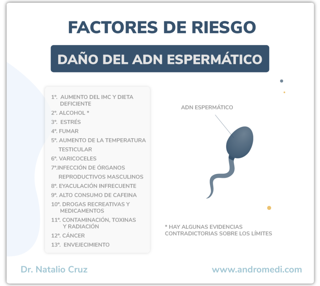 Infografía sobre factores de riesgo adn espermatico